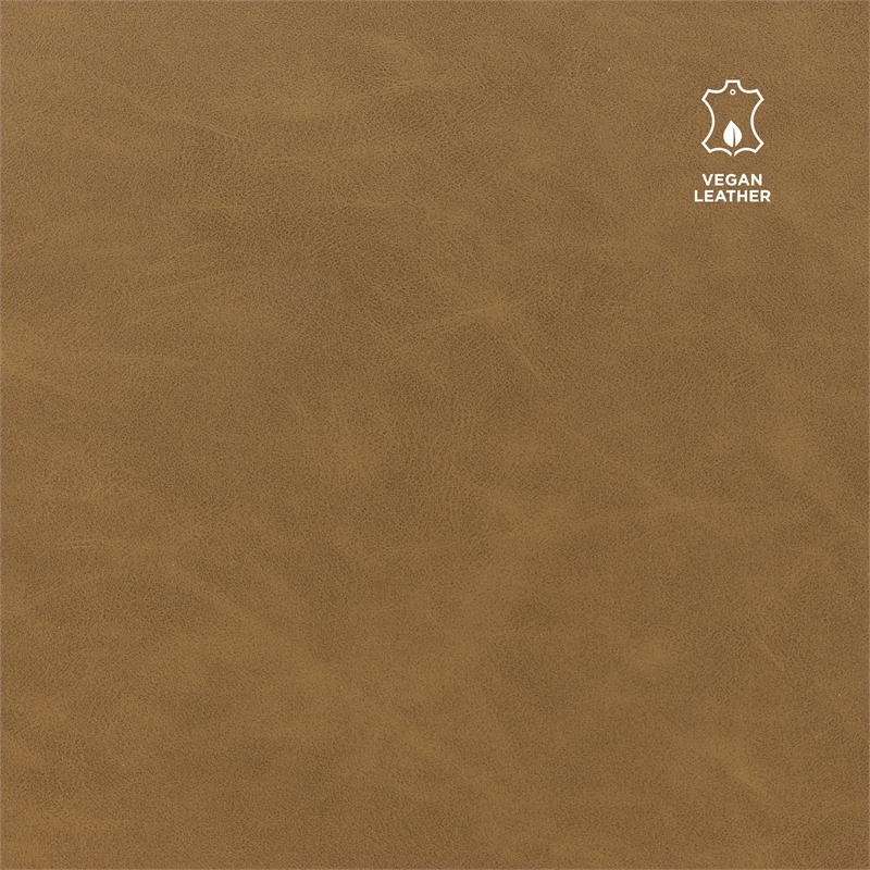 Pemberly Row Transitional Faux Leather Swivel Counter Arm Chair in Brown