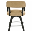 Pemberly Row Transitional Faux Leather Swivel Counter Arm Chair in Black