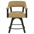 Pemberly Row Transitional Faux Leather Swivel Counter Arm Chair in Black