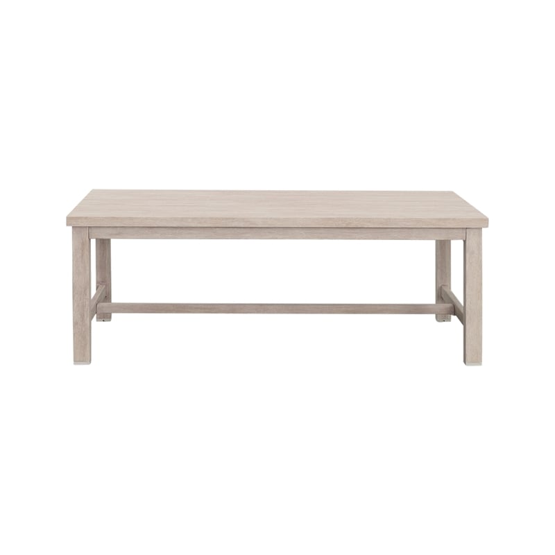 Pemberly Row Transitional Powder-Coated Aluminum Coffee Table in White