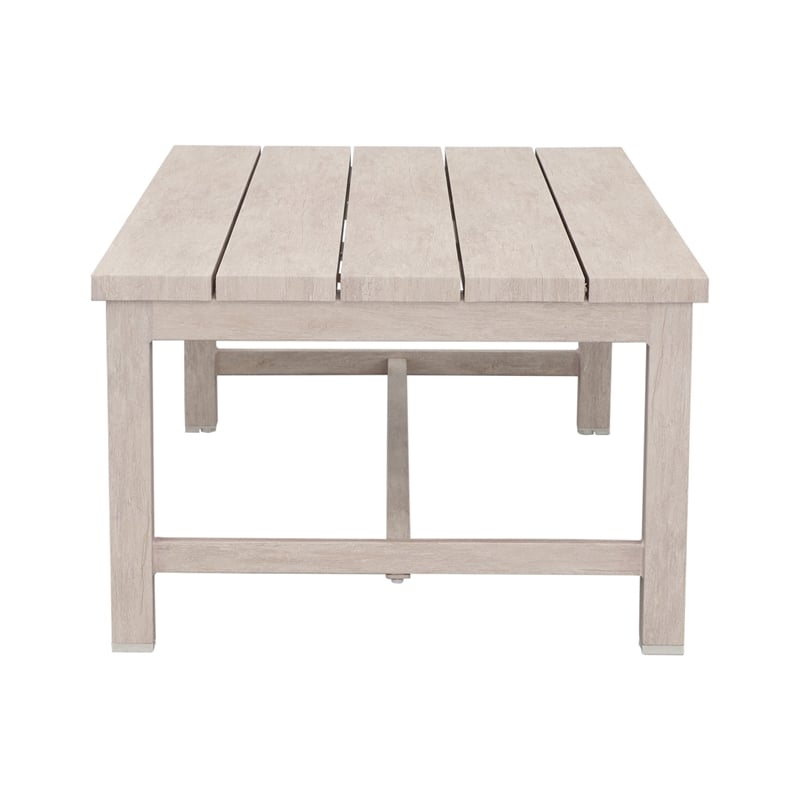 Pemberly Row Transitional Powder-Coated Aluminum Coffee Table in White