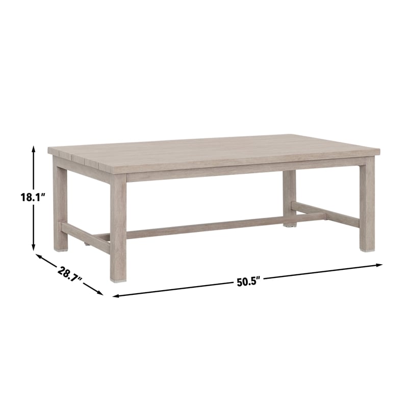 Pemberly Row Transitional Powder-Coated Aluminum Coffee Table in White