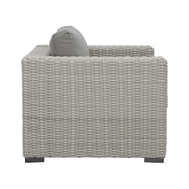 Pemberly Row Aluminum Lounge Chair with .5 Round Wicker Gray (Set of 2)