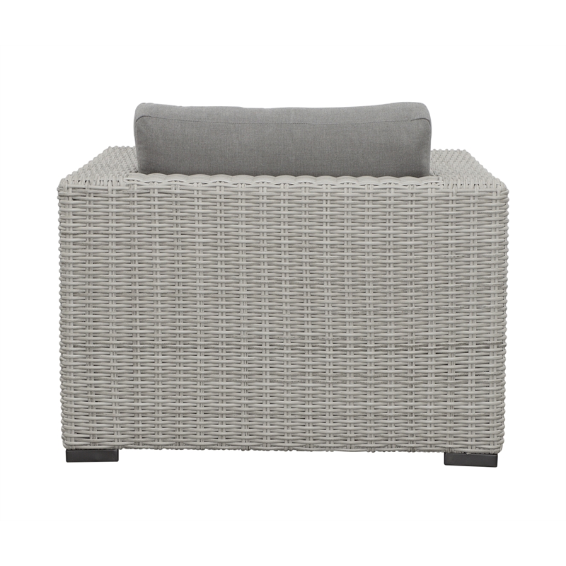 Pemberly Row Aluminum Lounge Chair with .5 Round Wicker Gray (Set of 2)