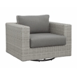 Pemberly Row Aluminum Swivel Chair with .5 Round Wicker Gray (Set of 2)
