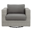 Pemberly Row Aluminum Swivel Chair with .5 Round Wicker Gray (Set of 2)