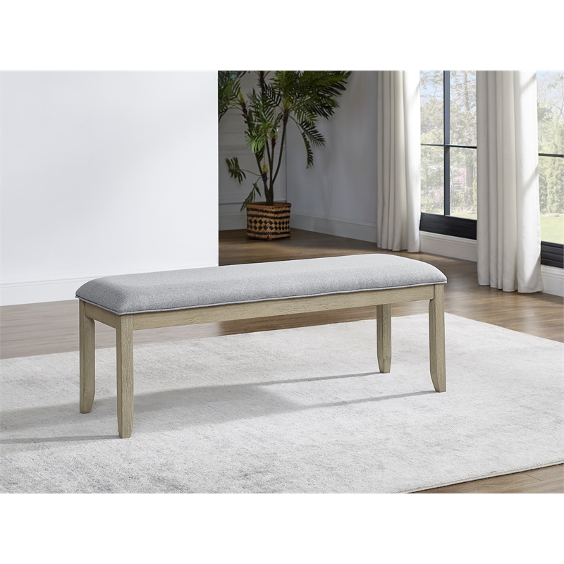 Pemberly Row Polyester Upholstered Backless Dining Bench in Brown