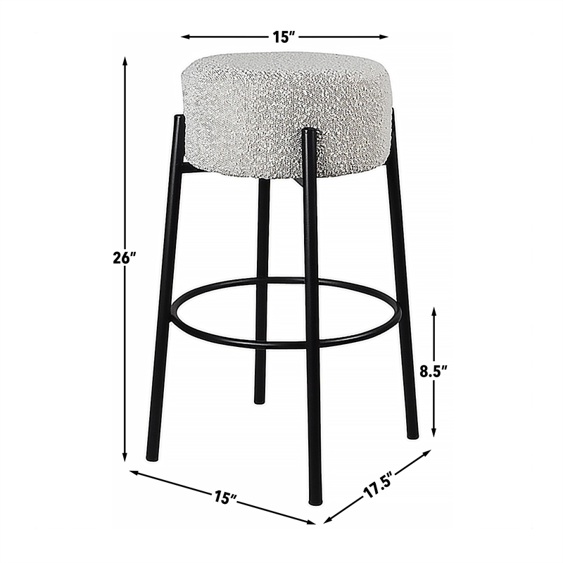 Pemberly Row Contemporary Polyester Upholstered Counter Stool in Black
