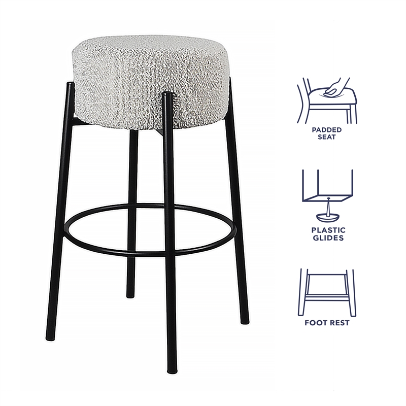 Pemberly Row Contemporary Polyester Upholstered Counter Stool in Black
