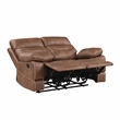 Pemberly Row Polyurethane Upholstered Manual Loveseat in Brown