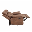 Pemberly Row Polyurethane Upholstered Manual Loveseat in Brown