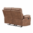Pemberly Row Polyurethane Upholstered Manual Loveseat in Brown