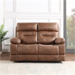 Pemberly Row Polyurethane Upholstered Manual Loveseat in Brown