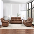 Pemberly Row Polyurethane Upholstered Manual Loveseat in Brown