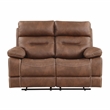 Pemberly Row Polyurethane Upholstered Manual Loveseat in Brown
