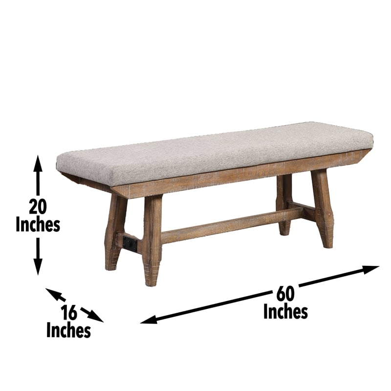 Pemberly Row Farmhouse Engineered Wood and Iron Bench in Brown