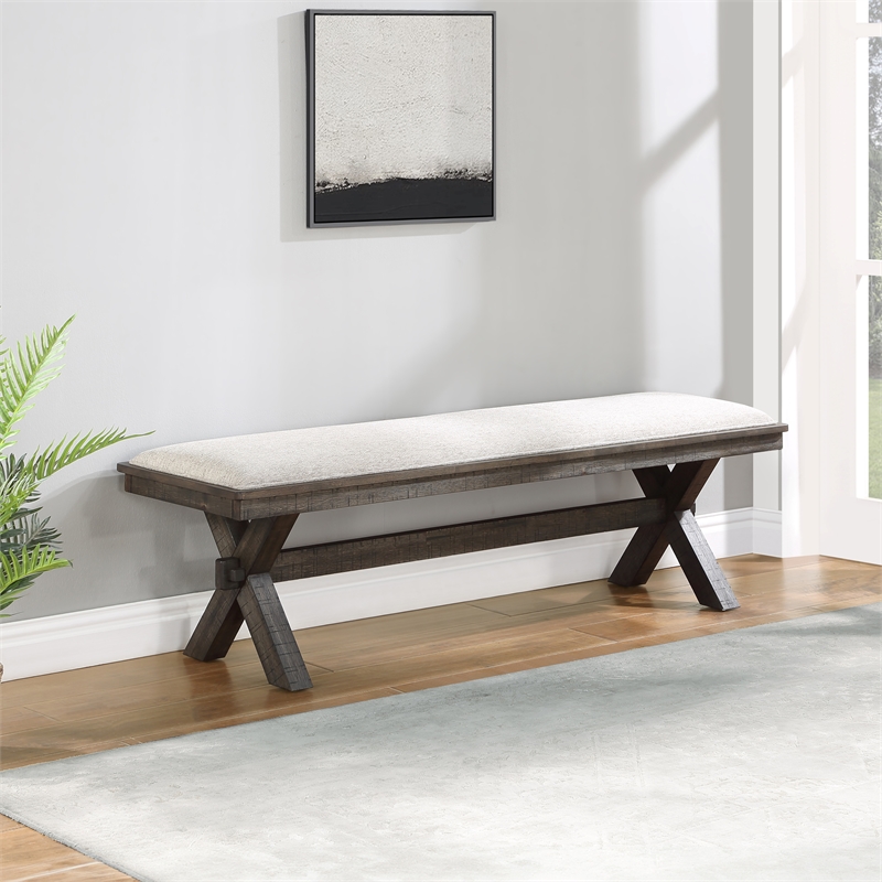 Pemberly Row Engineered Wood and Polyester Upholstered Bench in Black