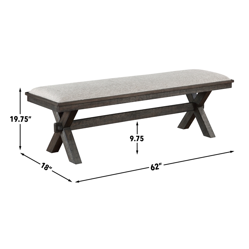 Pemberly Row Engineered Wood and Polyester Upholstered Bench in Black