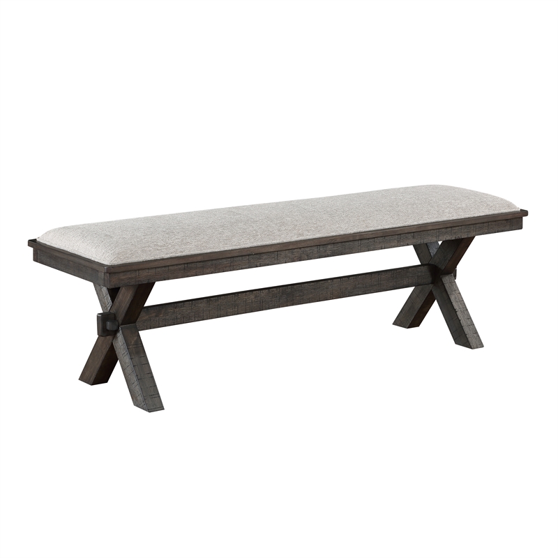 Pemberly Row Engineered Wood and Polyester Upholstered Bench in Black