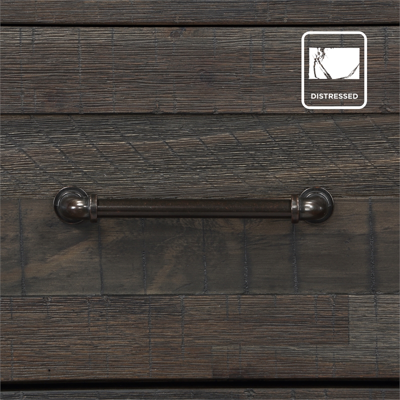 Pemberly Row Farmhouse Engineered Wood Buffet/Server in Black