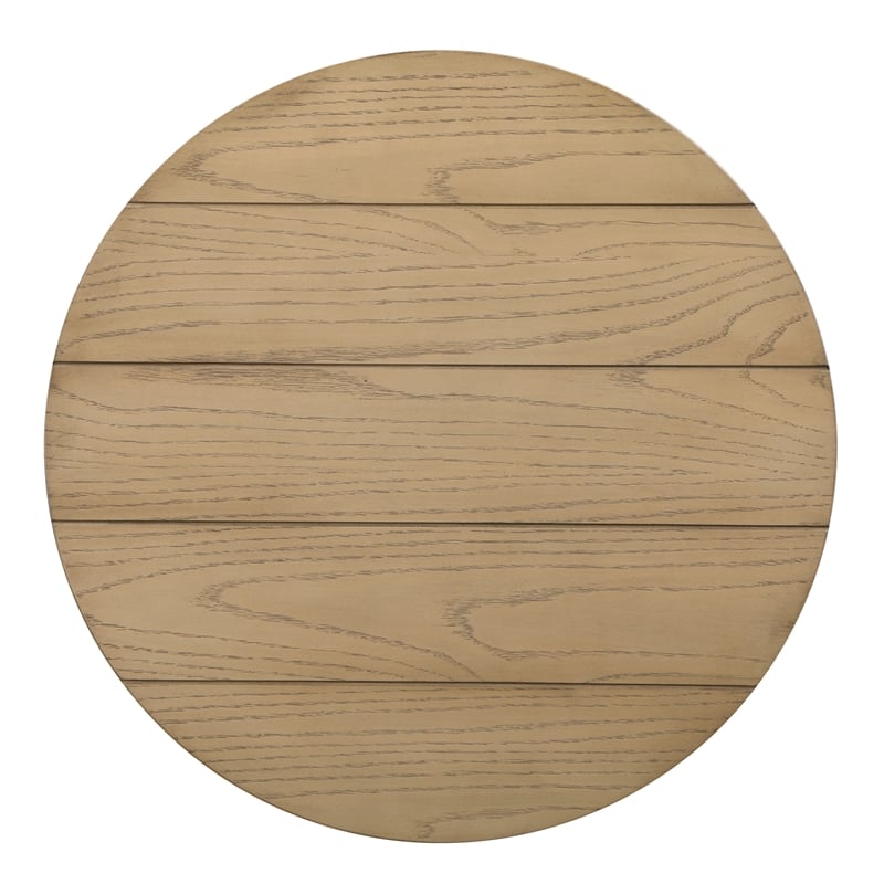 Pemberly Row Farmhouse Round Engineered Wood End Table in Sand