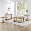 Pemberly Row Farmhouse Round Engineered Wood End Table in Sand