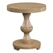 Pemberly Row Farmhouse Round Engineered Wood End Table in Sand
