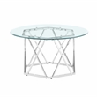 Pemberly Row Contemporary Round Tempered Glass Cocktail Table in Silver