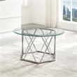 Pemberly Row Contemporary Round Tempered Glass Cocktail Table in Silver