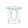 Pemberly Row Round Tempered Glass and Iron End Table in Silver