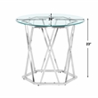 Pemberly Row Round Tempered Glass and Iron End Table in Silver