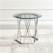 Pemberly Row Round Tempered Glass and Iron End Table in Silver