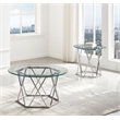 Pemberly Row Round Tempered Glass and Iron End Table in Silver