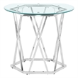 Pemberly Row Round Tempered Glass and Iron End Table in Silver