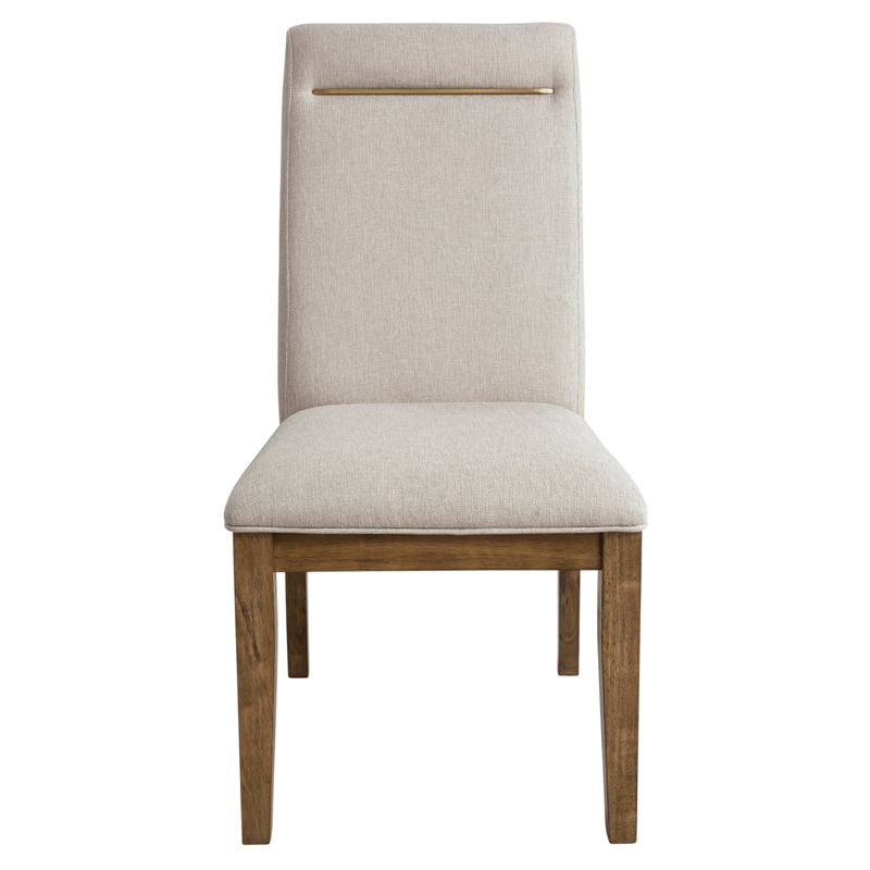 Pemberly Row Polyester Upholstered Side Chair in Brown (Set of 2)