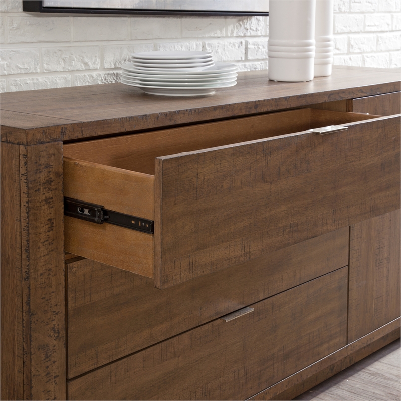 Pemberly Row Transitional Engineered Wood Buffet/Server in Brown