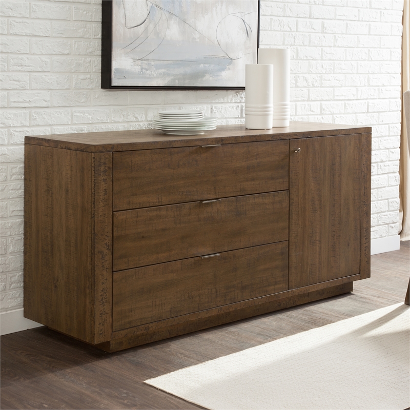 Pemberly Row Transitional Engineered Wood Buffet/Server in Brown