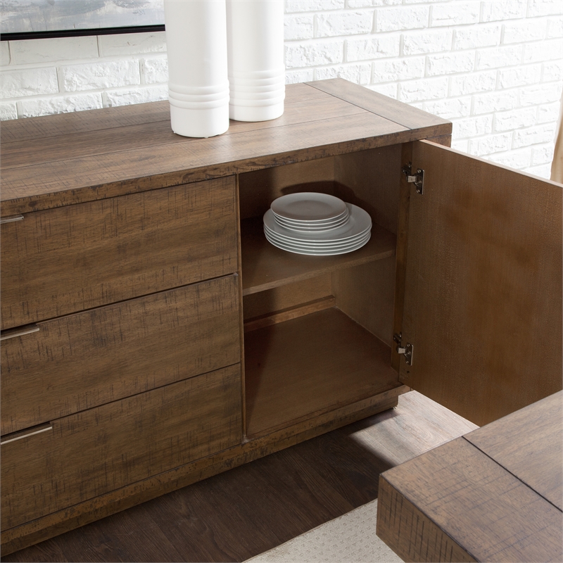 Pemberly Row Transitional Engineered Wood Buffet/Server in Brown