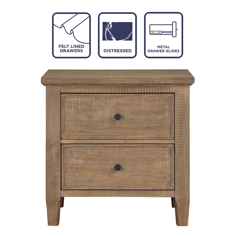 Pemberly Row Engineered Wood 2-Drawers Bedroom Nightstand in Brown