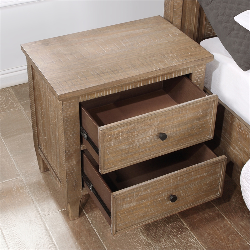 Pemberly Row Engineered Wood 2-Drawers Bedroom Nightstand in Brown