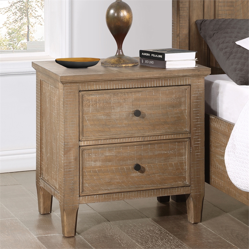Pemberly Row Engineered Wood 2-Drawers Bedroom Nightstand in Brown