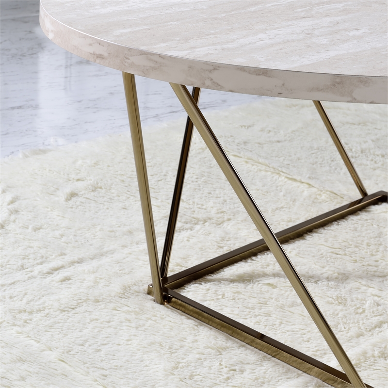 Pemberly Row Engineered Wood/Faux Marble Top Cocktail Table in Gray