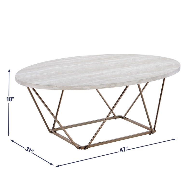 Pemberly Row Engineered Wood/Faux Marble Top Cocktail Table in Gray