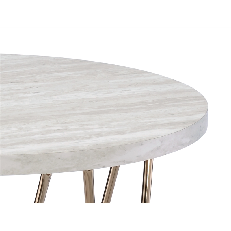 Pemberly Row Engineered Wood/Faux Marble Top End Table in Gray