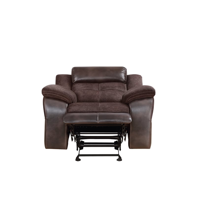 Pemberly Row Transitional Polyester Upholstered Reclining Chair in Brown