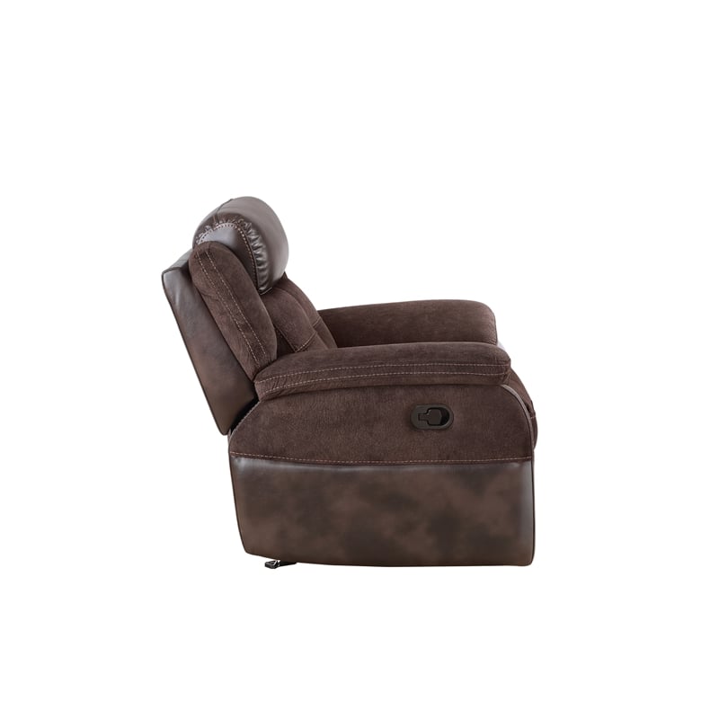 Pemberly Row Transitional Polyester Upholstered Reclining Chair in Brown