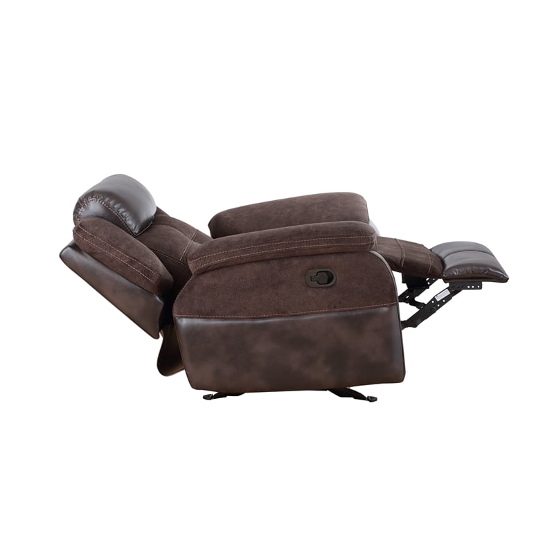 Pemberly Row Transitional Polyester Upholstered Reclining Chair in Brown