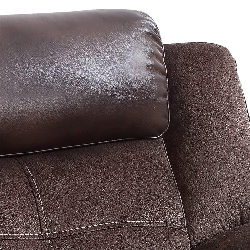 Pemberly Row Transitional Polyester Upholstered Reclining Chair in Brown