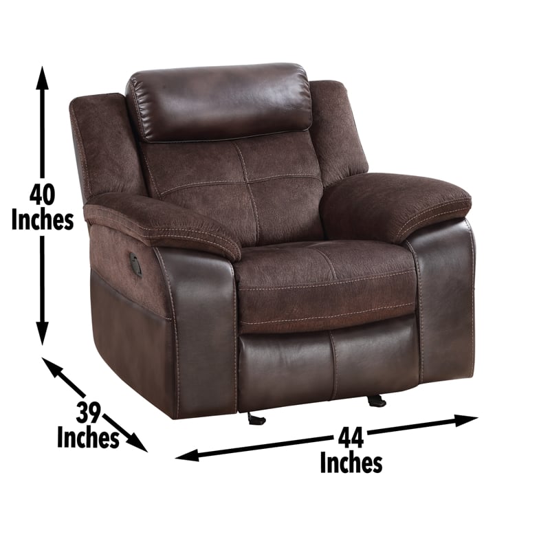 Pemberly Row Transitional Polyester Upholstered Reclining Chair in Brown
