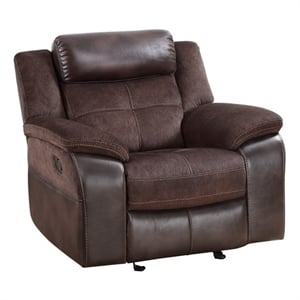 Pemberly Row Transitional Polyester Upholstered Reclining Chair in Brown